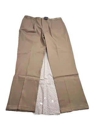 Eddie Bauer Men’s Pleated Relaxed Chino Pants 46 Tall Khaki Oyster Classic Fit - Image 1 of 4