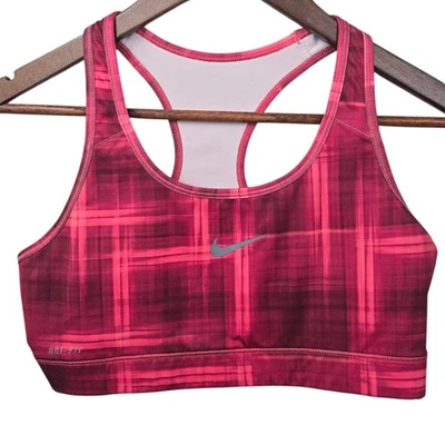 Nike Dri Fit спортивный бюстгальтер клетку розовый Athletic спортивная тренировка верхний женщин средний? - Изображение 1 из 4
