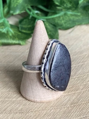 Anillo Bronzita Talla S Plata de Ley 925 Chapado Vintage Boho Forma Irregular Foto 1 de 4