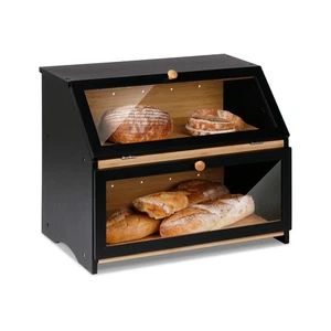 HOMEKOKO Double Layer Large Bread Box for Kitchen Counter, Wooden Large Capac... - Picture 1 of 6