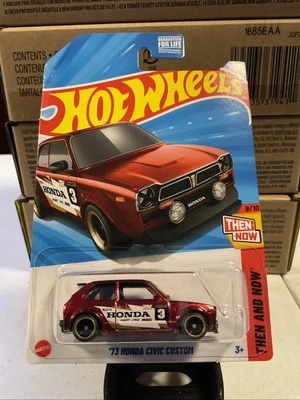 Honda Civic Custom 73 Super Treasure Hunt de Hot Wheels - entonces y ahora dañado Foto 1 de 4