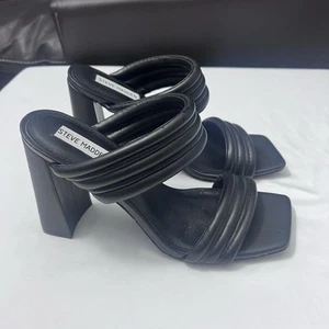 Steve Madden Tahani Tacones Cuadrados Puntera Abierta Negros - Talla 11 - Imagen 1 de 8