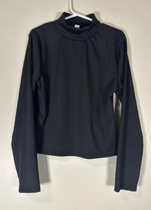 Shirt Girl Pullover Top Long Sleeve Stretch High Neck  Size 140(8-9Y) Black - Picture 1 of 8