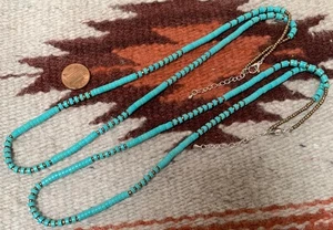 Two block(reconstitute) turquoise heishi/necklace/22"-24"(b177a-w1) - Picture 1 of 2