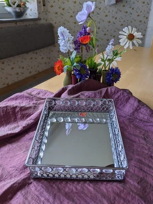 Verspiegeltes Tablett verziertes Dekotablett für Parfüm, Schmuck, Deko - Bild 1 von 2