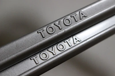 Genuine TOYOTA License Plate Frame Set x2 Metallic Silver Fits All Models Japan - Image 1 of 4