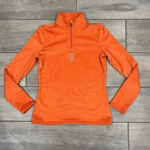 Spyder orange schimmerndes Viertel-Reißverschluss T-Ausschnitt Oberteil Ski Winter Schnee Schicht Damen M - Bild 1 von 9