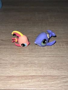 Littlest Pet Shop Pet Pairs Sportiest #643 Purple Whale #644 Angel Fish - Picture 1 of 8