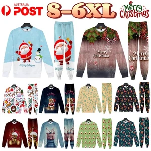 Adult Christmas Sweatshirt Suits Santa Claus Long Sleeves XMAS Party Outfits AU - Bild 1 von 22