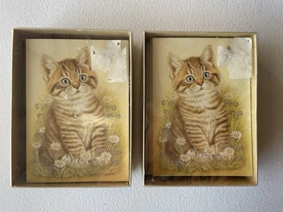 Vintage Deadstock Cat Kitten Cards Thank You Blank Stationary Set of 18 X 2 NEW - Image 1 of 4