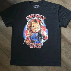 Neu Chucky Childs Play Time To Play 1988 schwarz Herren Throwback T-Shirt Herren XL - Bild 1 von 2