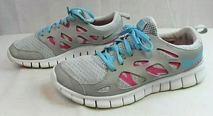 NIKE Girls Athletic Lightweight Slip-on + Laces Gray/Pink Shoes Size 7 Youth - Picture 1 of 7