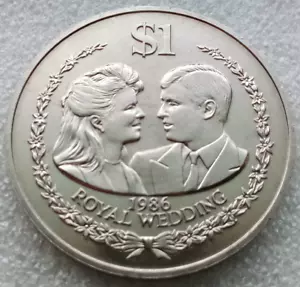 Cook Islands 1986 1 Dollar Coin – Prince Andrew & Sarah Wedding – UNC - CI86AS-2 - Picture 1 of 2