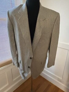 Vtg 90s Sports Coat 44 Silk Jacket Blazer Giorgio Fellini Gray W Blue Fleck - Picture 1 of 9