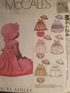 McCalls 4424 Infants Dresses Rompers Panties Hat Size S XL Laura Ashley Pattern - Picture 1 of 2
