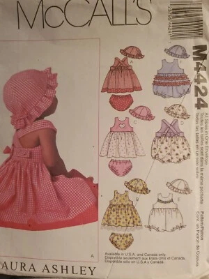McCalls 4424 Infants Dresses Rompers Panties Hat Size S XL Laura Ashley Pattern  - Image 1 of 2