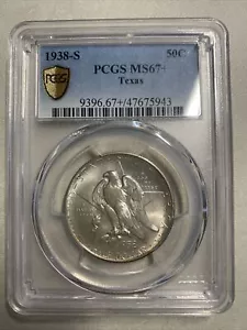 1938S- Texas Commemorative- 50C- PCGS- MS67+- Gold Shield (35/11) - Picture 1 of 3