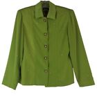 Vintage 80s Women’s Jacket Size M Vital Elements NY Green Button Up Blazer Jewel