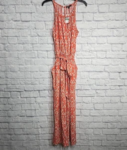 Studio JPR Jumpsuit Womens Large Coral Sleeveless Wide Leg One Piece Belted New - Picture 1 of 14