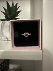 PANDORA Sparkling Red Elevated Heart Ring Crystal Silver Jewellery