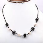 Natural Black Onyx & Pearl Necklace Triangle Beads 16 Inch Length 9--21 MM Beads