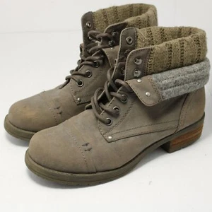 Call It Spring Women's Olive Green Faux Fur Folded Collar Combat Boots US 6.5 - Picture 1 of 7