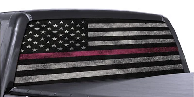 FGD Truck Rear Window Wrap Pink Line Breast Cancer Awareness Flag - Image 1 of 3