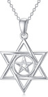 Star of David Necklace S925 Sterling Silver Pentagram Pentacle Jewish Star Penda