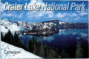 Snow Trimmed Crater Lake National Park Oregon Postcard - Picture 1 of 2