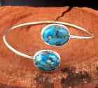 Valentine's Day Copper Turquoise Gemstone 925 Sterling Silver Bracelet Cuff