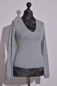 Cruciani Womens Grey V Neck Long Sleeve Cashmere Sweater Jumper Size 40 / S - Picture 1 of 6