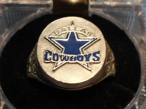 DALLAS COWBOYS HAND PAINTED SCULPTURED PEWTER RING WITH TEAM LOGO SIZE 14 Cover