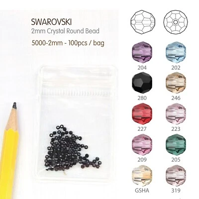 Swarovski #5000-2mm 100pcs Crystal Classic Bead Round Beads - U Pick Color - Image 1 of 2