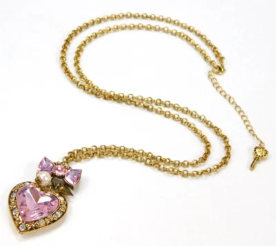Betsey Johnson розовый со стразами заявление подвеска ожерелье золотистый 28-32" - Изображение 1 из 4