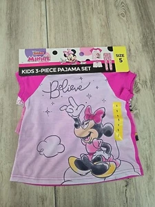 Disney Kids 3 Pieces Pajama Set Minnie SIZE 5 NEW - Picture 1 of 3