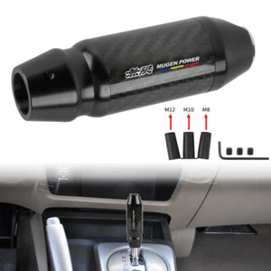 JDM Universal MUGEN Carbon Fiber Aluminum Black Automatic Stick Gear Shift Knob - Picture 1 of 11