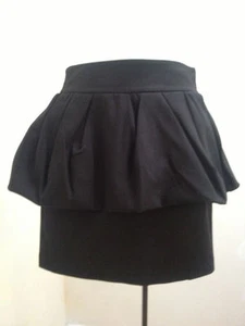 Zara Woman XS Schwarz Rock Blase Schößchen Bleistift Mini Karriere Baumwolle Stretch Party - Bild 1 von 4