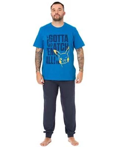 Pijama Pokémon para Hombre | Conjunto de Camiseta Azul/Gris con Logotipo de Personaje - Imagen 1 de 33