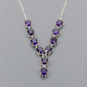 Natural  Not Enhanced Amethyst Necklace 925 Sterling Silver  Length 20"/N10572