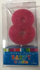 Pink Glitter Number 8 Cake Candle Birthday Celebration Party 6.5cm Topper - Picture 1 of 1