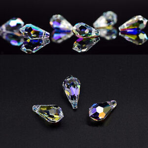 New 10pcs Crystal Glass beads Horizontal hole Teardrop For DIY Jewelry making