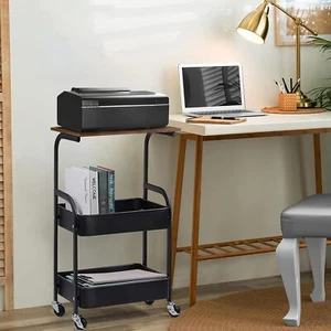 3 Tier Mobile Printer Stand Utility Cart w/Storage Baskets Rolling Printer Table - Picture 1 of 9