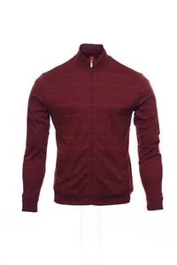 Alfani Red Burgundy Wide Striped Full Zip Sweatshirt S $69 - Picture 1 of 5