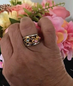 🌹🎀🎁Magnettherapie-Ring mit echten Quarz Steinen, Größen 6,7,8,9,10🌹🎀🎁 - Bild 1 von 8