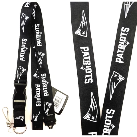 NFL New England Patriots Lanyard Key Ring Keychain ID Holder Black/White Cover