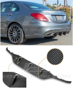 For 15-18 W205 C-Class AMG Sport Style CARBON FIBER Rear Bumper Lower Diffuser - Foto 1 di 12