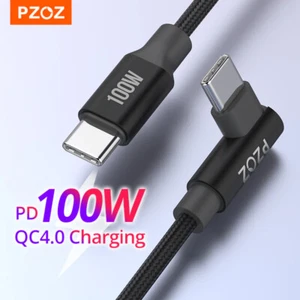 PZOZ USB C to USB C 90 Degree Cable 100W PD QC4 5A Fast Charge Data - Picture 1 of 10