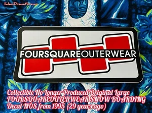 RARE FOURSQUAREOUTERWEAR SNOW BOARDING GEAR STICKER DECAL NOS FRM 95 SNOW BOARD - Picture 1 of 3