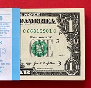 NEW 2021 $1 DOLLAR BILL  ( PHILADELPHIA  C ) Block C-C , UNCIRCULATED - Picture 1 of 3