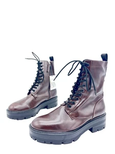 ZARA Botines Al Tobillo De Cuero Rojos Para Mujeres T.39 US.8 UK.6 - Imagen 1 de 5